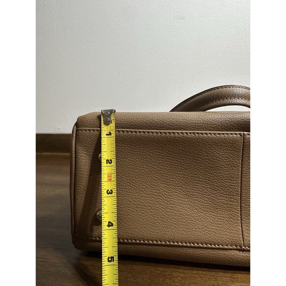 ORA DELPHINE SATCHEL PEBBLE LEATHER CAMEL TAN 12" X 7" SMALL Bag CLASSIC LUXURY - Picture 8 of 16